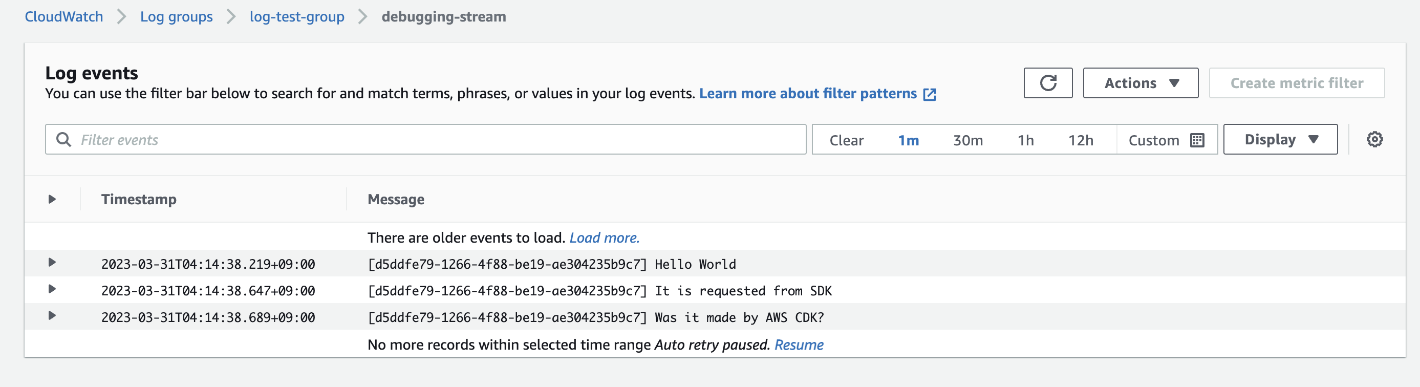 AWS Console - CloudWatch